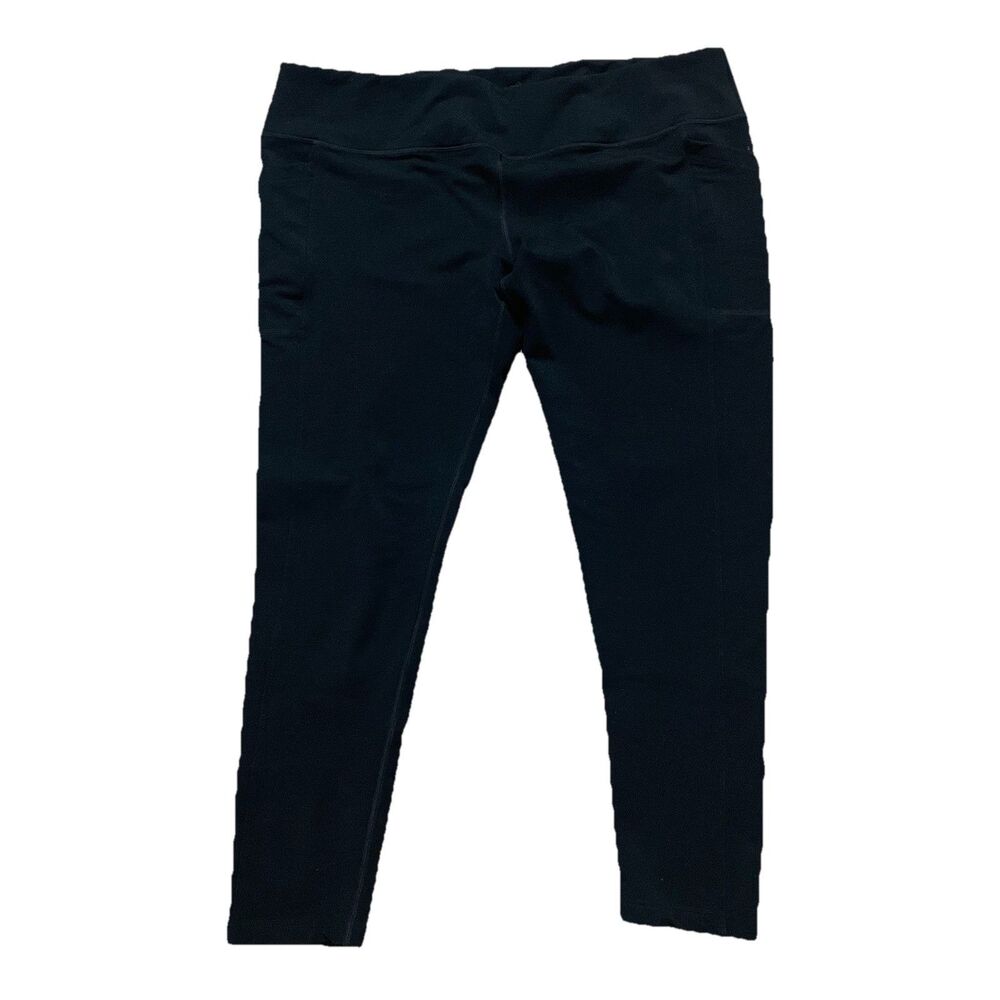 Woolx Frost Women's Merino Wool Black Leggings Size 1X Stretch Pockets Pull On